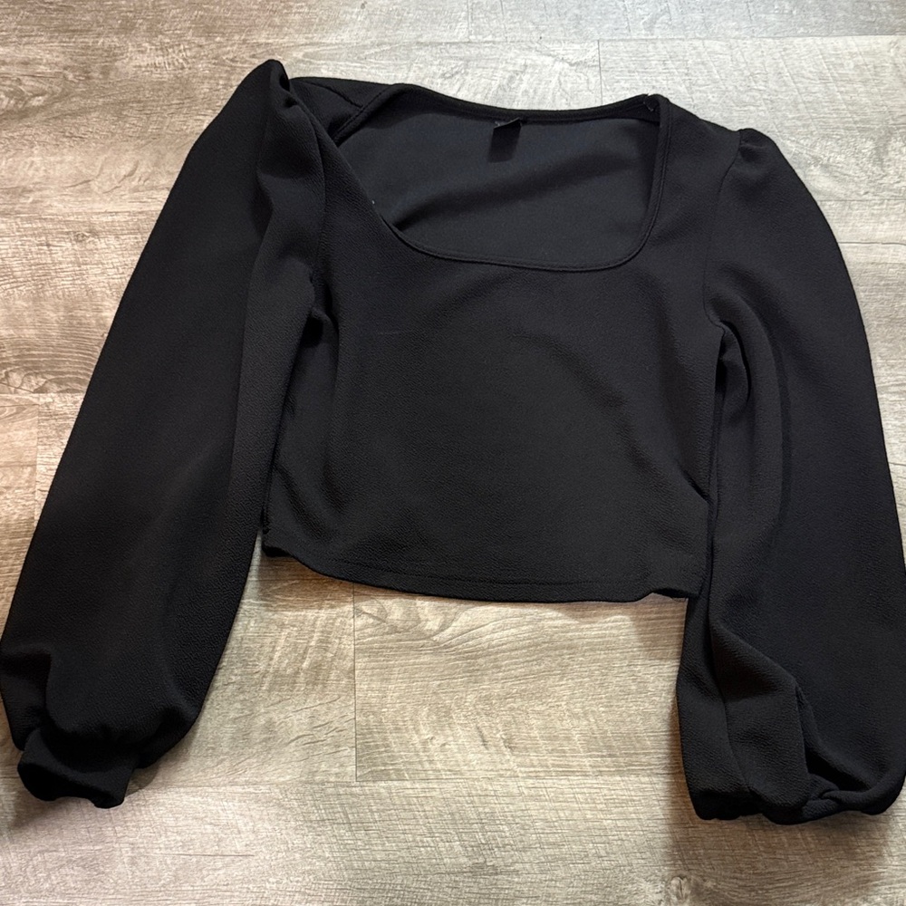 SHEIN Black Square Neck Blouse